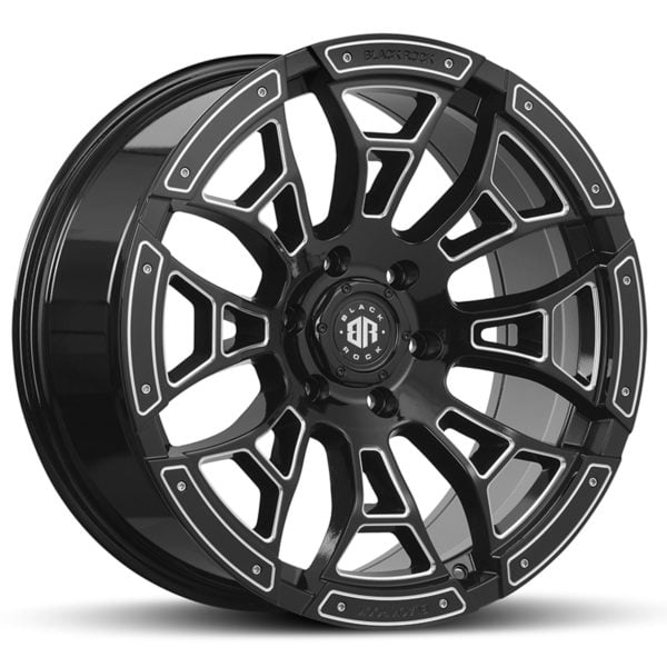 Black Rock Widow Gloss Black Milled Wheel 4x4 Rim for 6 stud trucks