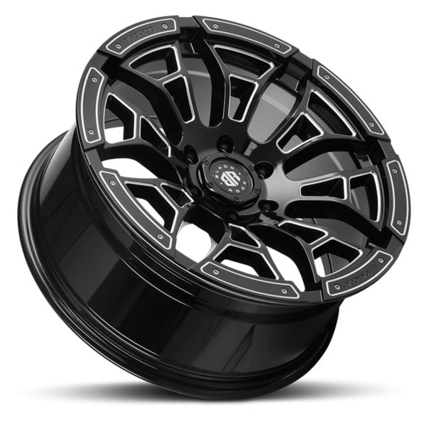 Black Rock Widow Gloss Black Milled Wheel 4x4 Rim for 6 stud trucks