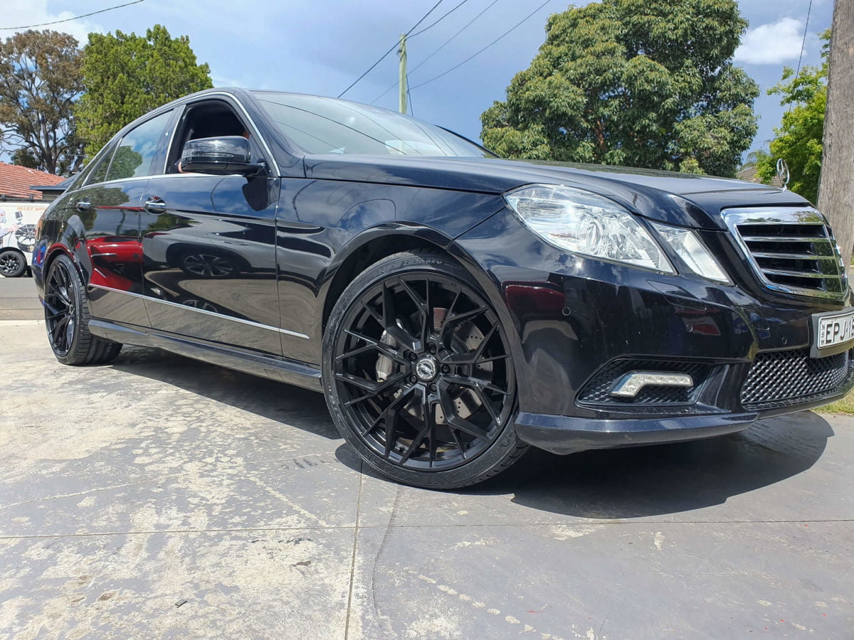 Mercedes E500 wheels GT Form Marquee 20x9 and 20x10.5 satin black wheels performance rims Kumho tyres