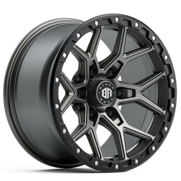 4x4 Wheels Black Rock Viper Gunmetal Grey Black Ring Rims Off-Road 17 inch 6x139.7