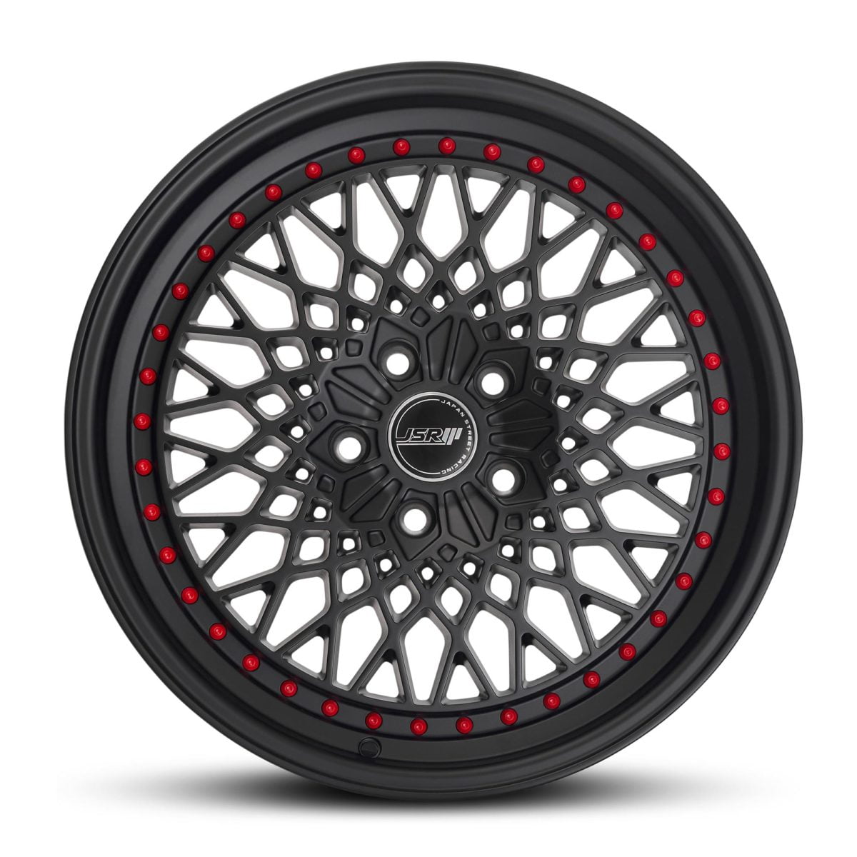 Racing Wheels JSR ST19 Satin Black With Red Rivets JDM Wheels Japan Street Racing Rims