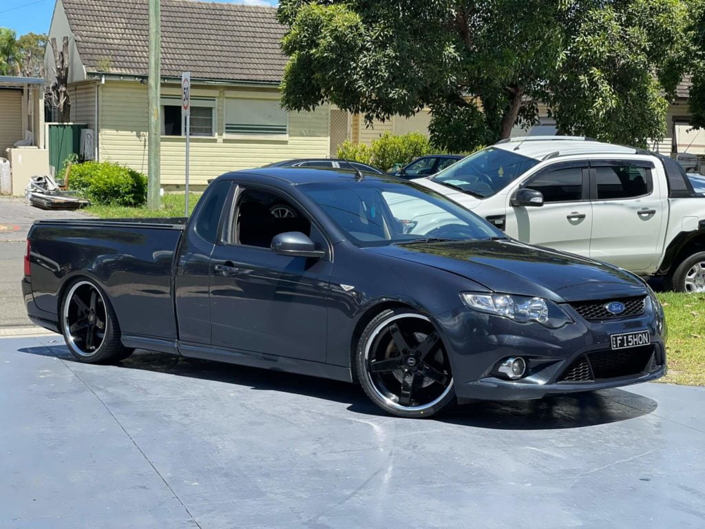 Ford Falcon Ute | 20" staggered GT Form Legacy gloss black chrome lip wheels