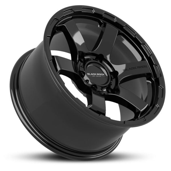 20 inch 4x4 Wheels Black Rock Grip Gloss Black Rims