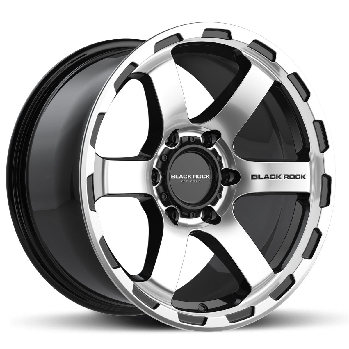 BLACK ROCK GRIP GLOSS BLACK MACHINED FACE 20X9 6X139.7 WHEEL & TYRE PACKAGE CNC Wheels