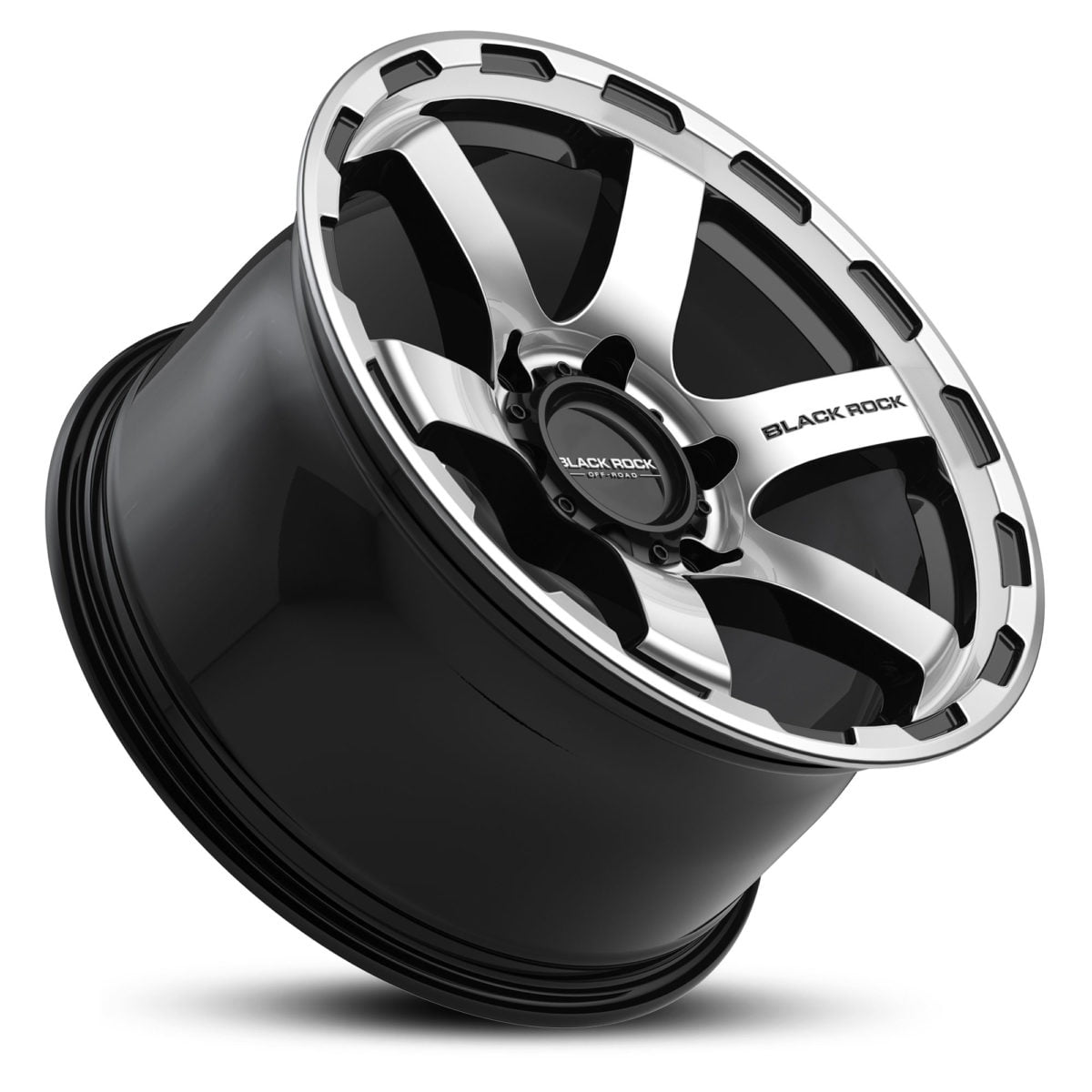 4X4 Rims Black Rock Grip Gloss Black Machined Face Off-Road Wheels