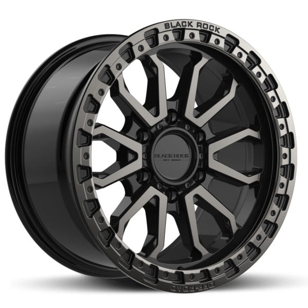 4X4 Rims Black Rock Cobra Gloss Black Tinted Off-Road Wheels