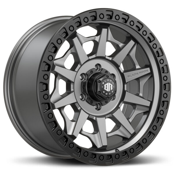20 inch Black Rock Cage Gunmetal Grey With Black Ring 4x4 Wheels 6x139.7 off-road 4WD rims