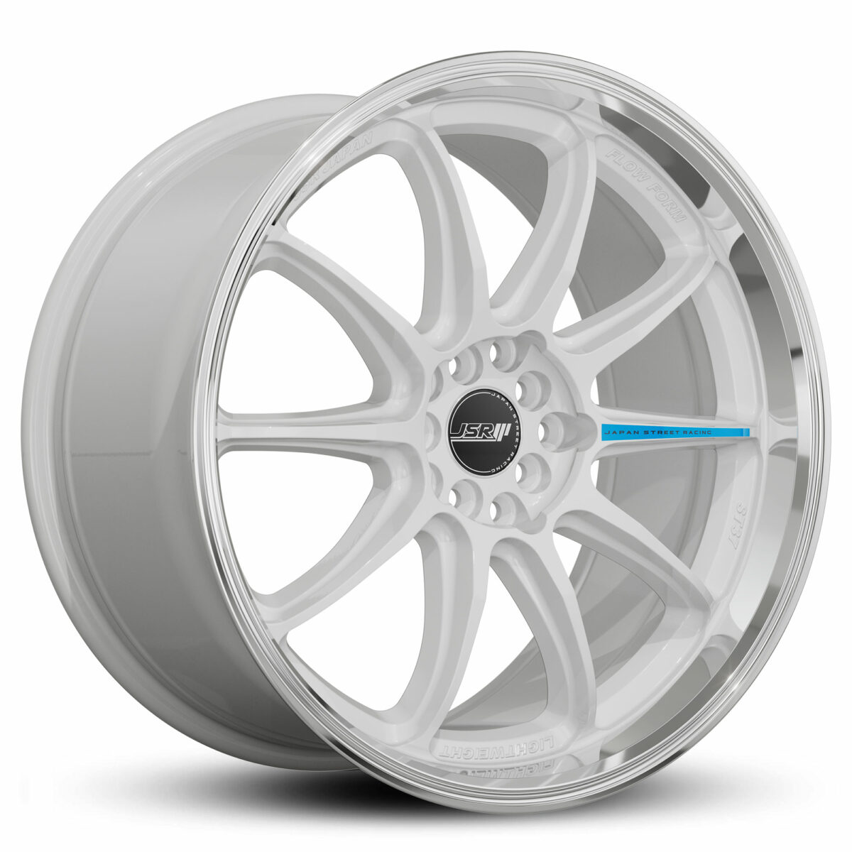 Japan Racing Wheels Flow Form JSR ST37 Gloss White Machined Lip JDM Rims 18 Inch 19 Inch Alloys