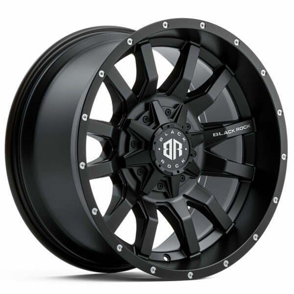Black Rock Predator Satin Black Wheels Off-Road Rims 20 inch 20X10 6X139.7