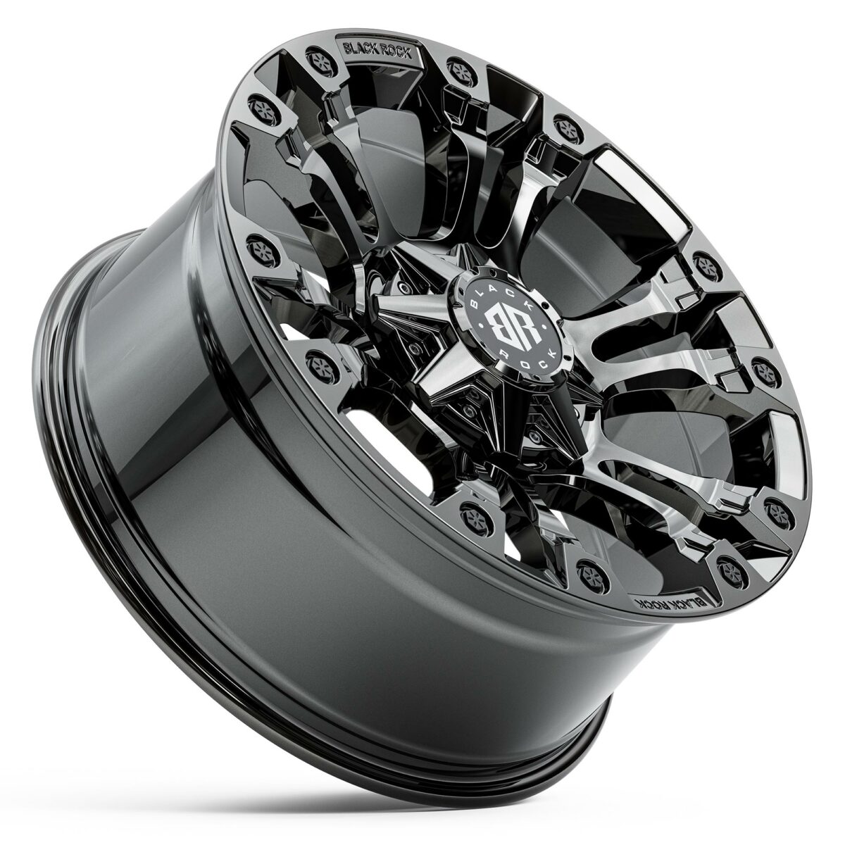 Black Rock Forcer Black Chrome Wheels 4x4 Rims 20 inch Off-Road