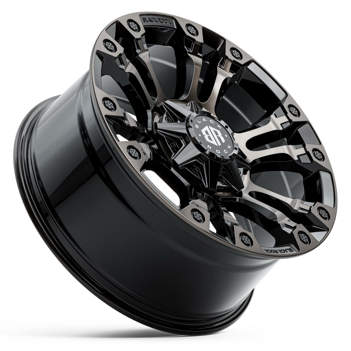 Black Rock Forcer Gloss Black Tinted Wheels 4x4 Rims 20 inch Off-Road