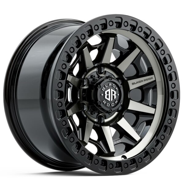 Black Rock Cage Gloss Black Tinted 4x4 Wheels Off-Road Rims 17 inch 18 inch