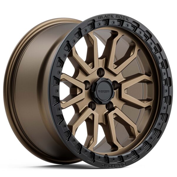 BLACK ROCK COBRA DARK BRONZE WITH BLACK RING 17X9 6X130 WHEEL