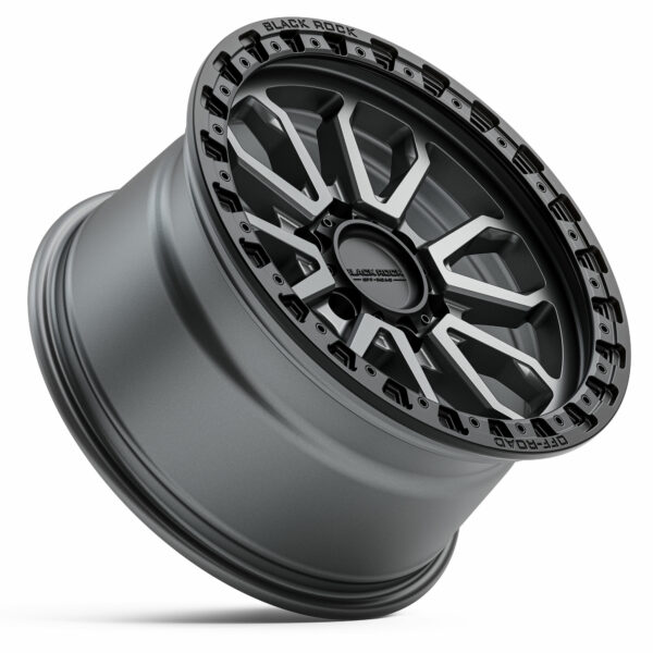 4x4 Wheels Black Rock Cobra Gunmetal Grey Black Ring Off-Road 17 inch 20 inch Rims