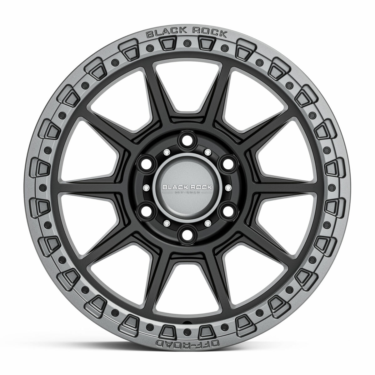 4x4 Wheels Black Rock Gunner Satin Black Gunmetal Grey Ring Off-Road 17 inch 18 inch Rims