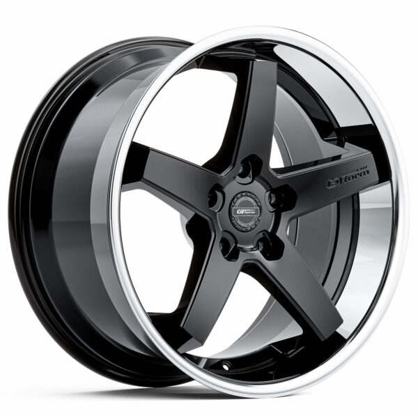 GT Form Legacy Gloss Black Chrome Lip Staggered Rims 20 inch Performance Wheels