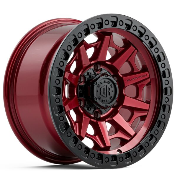 Black Rock Cage Illusion Red Black Ring 4x4 Wheels Off-Road Rims 17 inch 18 inch
