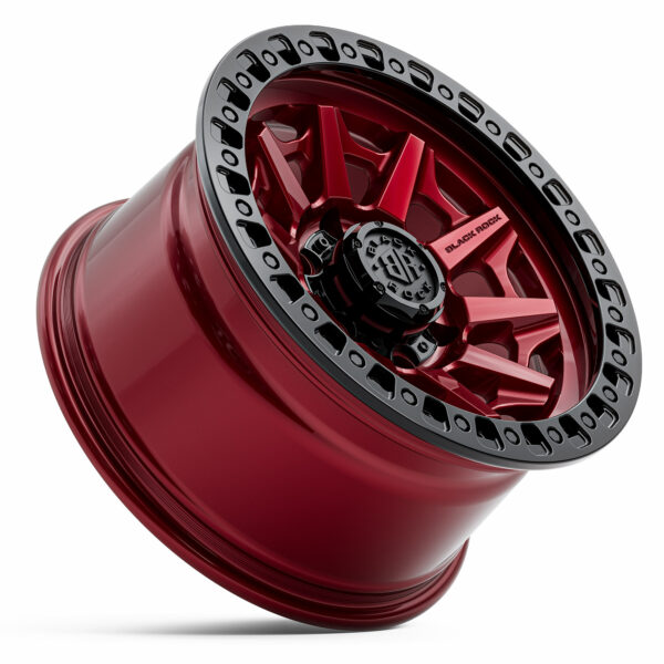 Black Rock Cage Illusion Red Black Ring 4x4 Wheels Off-Road Rims 17 inch 18 inch