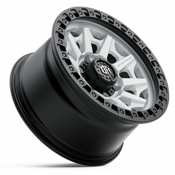 Black Rock Cage Satin White Black Ring 4x4 Wheels Off-Road Rims 17 inch 18 inch