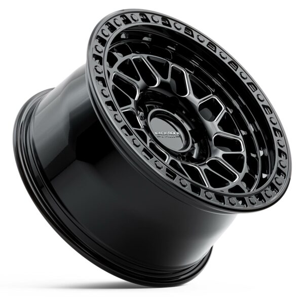 Black Rock Fury Gloss Black Milled 4x4 Wheels Off-Road Rims 17 inch