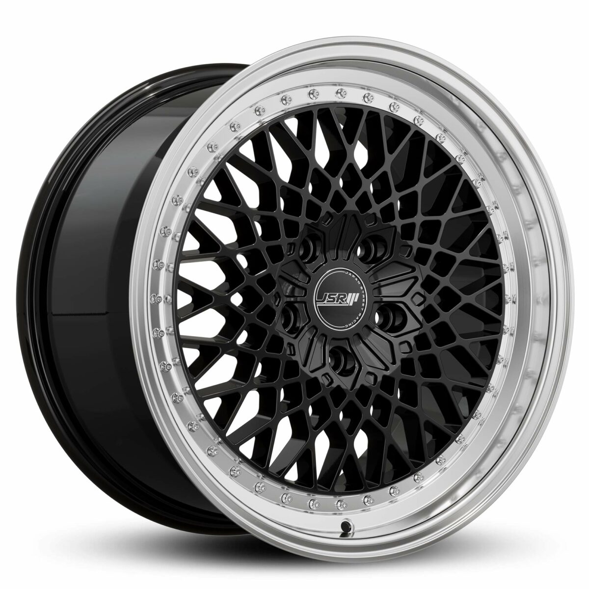 Mesh Wheels JSR ST19 Gloss Black Polished Lip JDM Wheels Japan Street Racing Rims