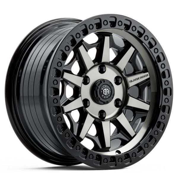 Black Rock Cage Gloss Black Tinted 4x4 Wheels Off-Road Rims 17 inch