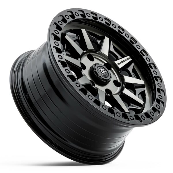Black Rock Cage Gloss Black Tinted 4x4 Wheels Off-Road Rims 17 inch