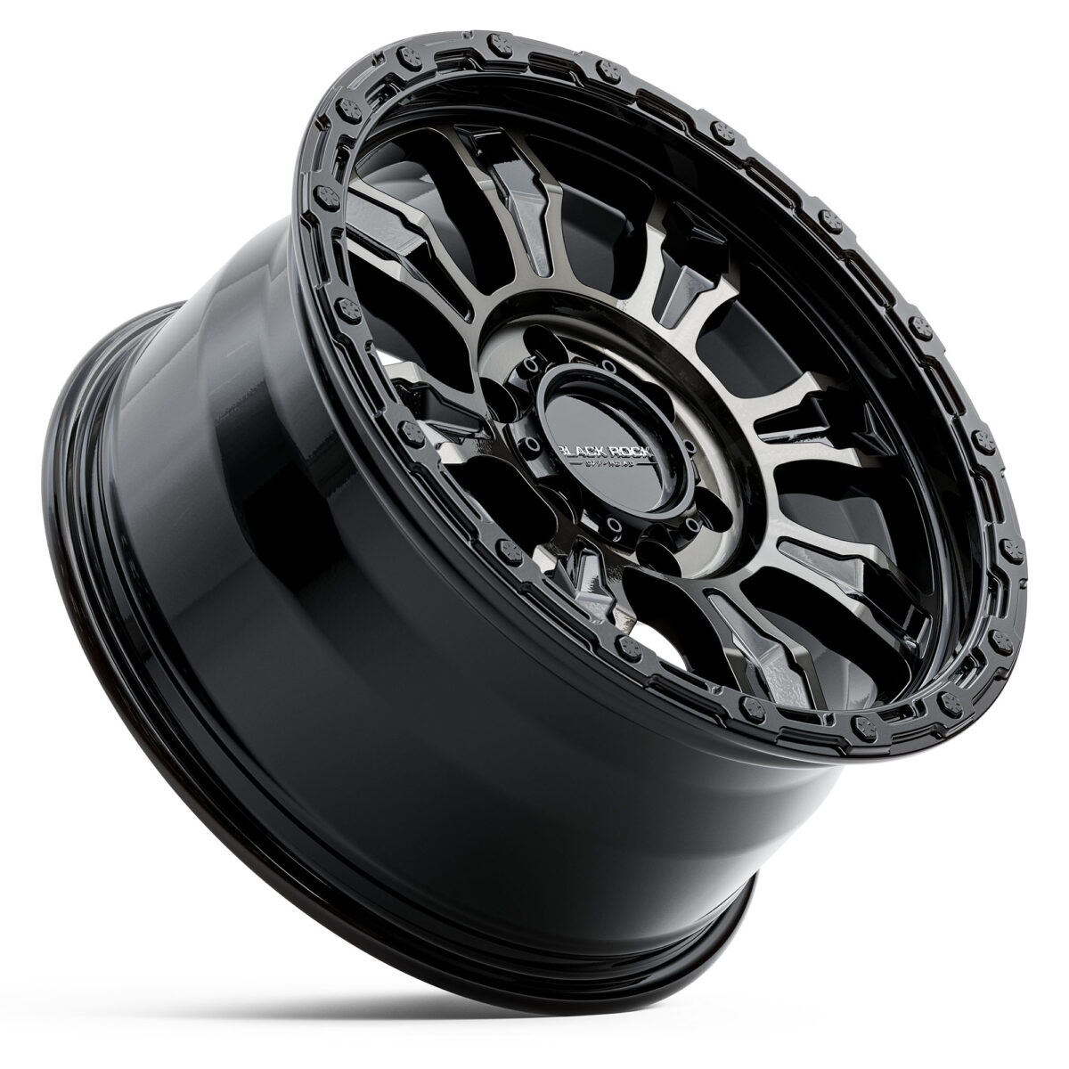 4x4 Wheels Black Rock Venture Gloss Black Dark Tint Off-Road 17 inch 18 inch 20 inch Rims
