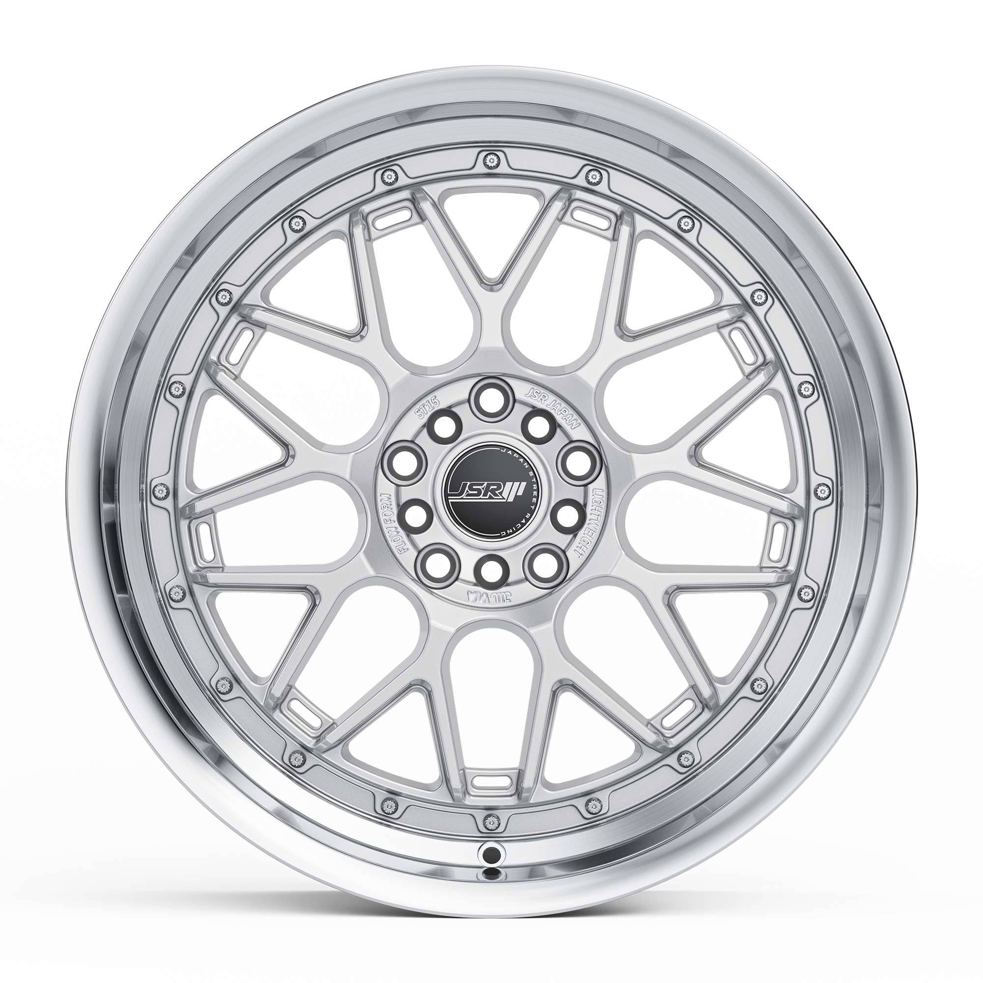 RACING WHEELS JSR ST15 GLOSS SILVER MACHINED LIP 19X8.5 5X100 WHEEL ONLY